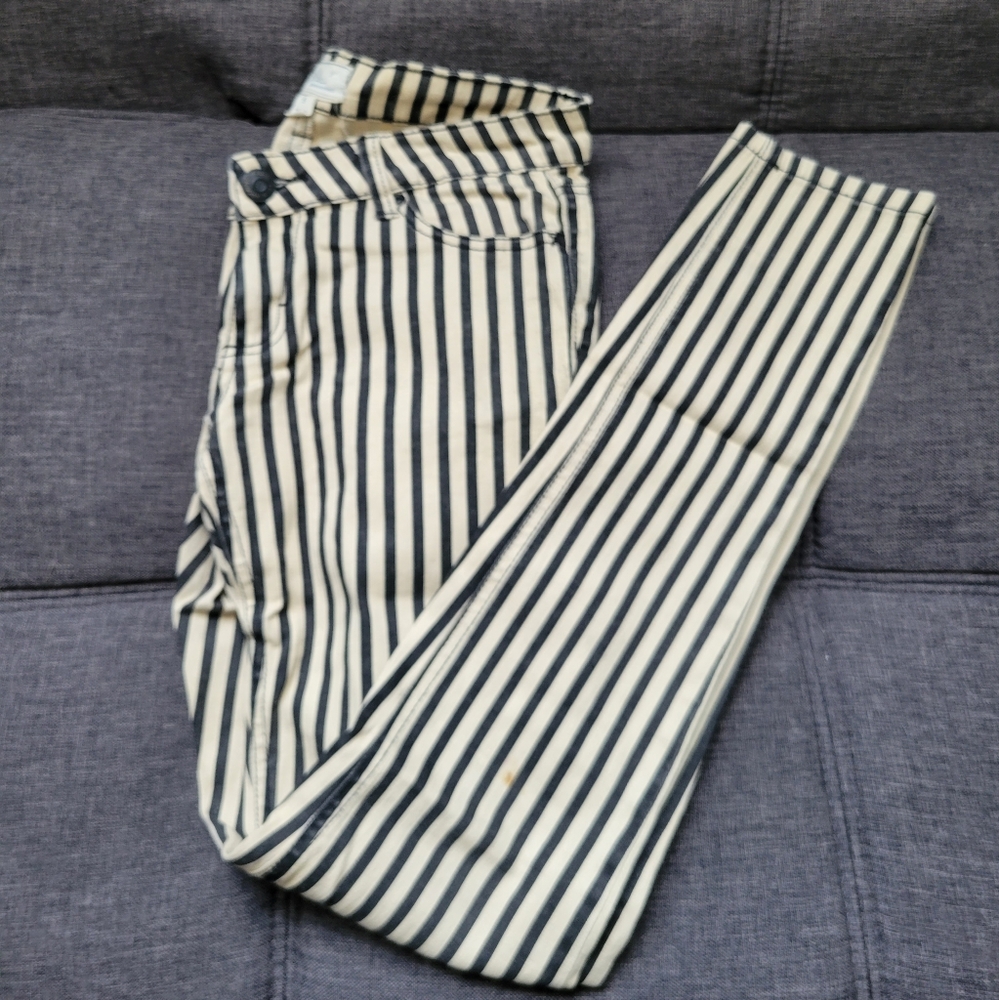 Hot Topic Black and Tan Striped Skinny Pants